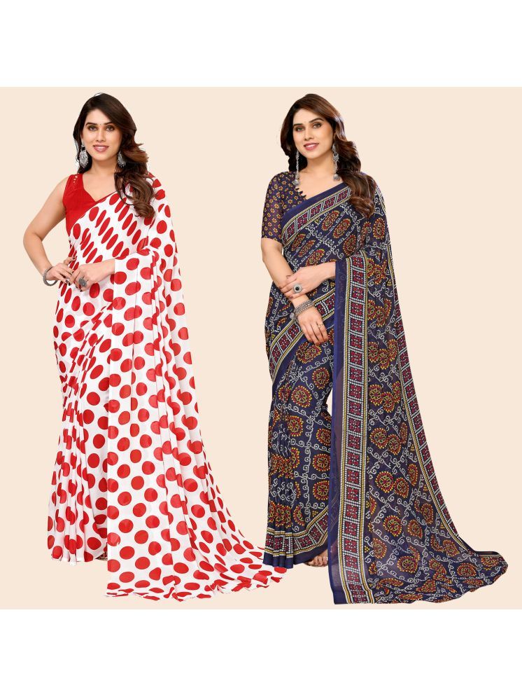     			ANAND SAREES Georgette Printed Saree With Blouse Piece - Multicolour ( Pack of 2 )