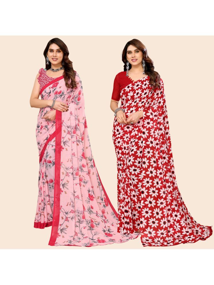     			ANAND SAREES Georgette Printed Saree With Blouse Piece - Multicolour ( Pack of 2 )