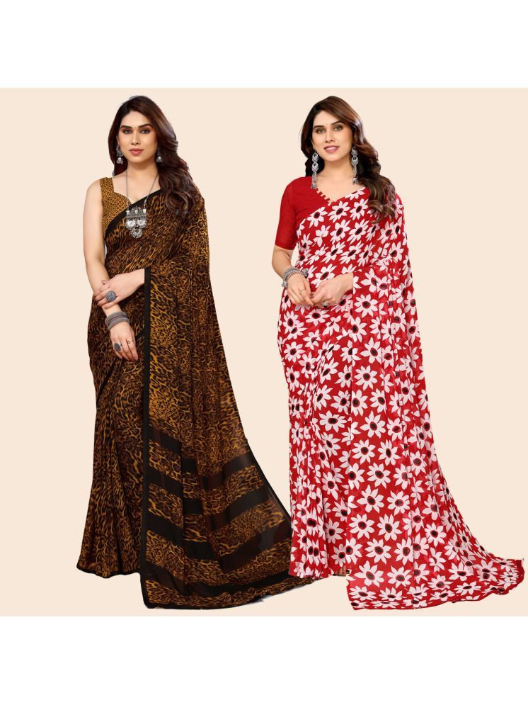     			ANAND SAREES Georgette Printed Saree With Blouse Piece - Multicolour ( Pack of 2 )