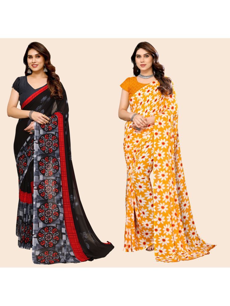     			ANAND SAREES Georgette Printed Saree With Blouse Piece - Multicolour ( Pack of 2 )