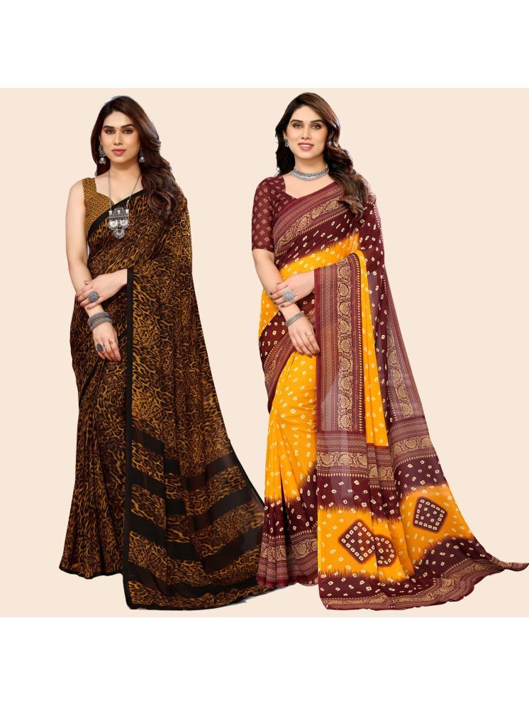     			ANAND SAREES Georgette Printed Saree With Blouse Piece - Multicolour ( Pack of 2 )