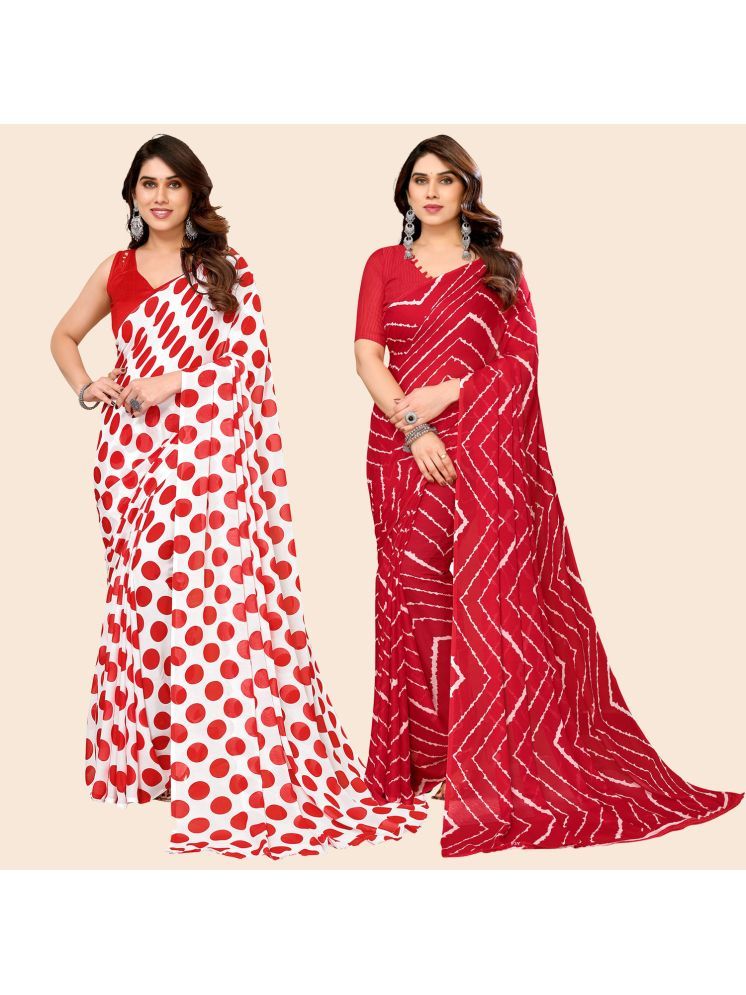     			ANAND SAREES Georgette Printed Saree With Blouse Piece - Multicolour ( Pack of 2 )