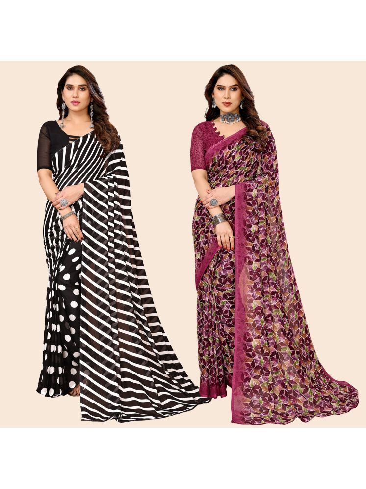     			ANAND SAREES Georgette Printed Saree With Blouse Piece - Multicolour ( Pack of 2 )