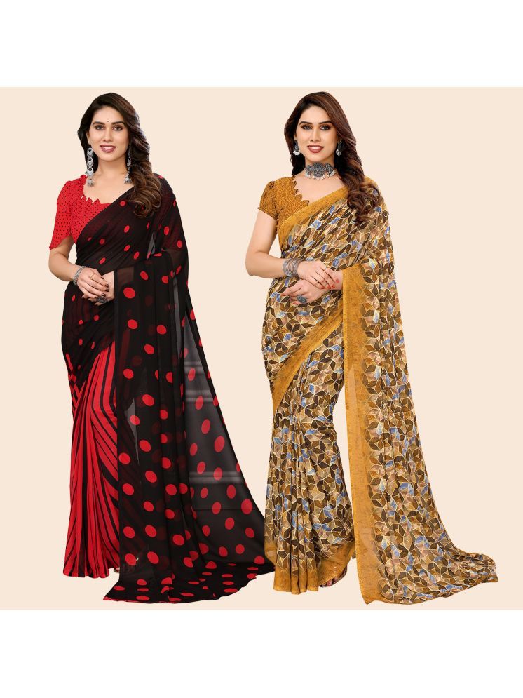     			ANAND SAREES Georgette Printed Saree With Blouse Piece - Multicolour ( Pack of 2 )