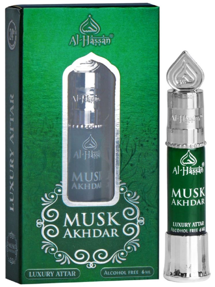     			Al - Hassan Musk Akhdar Attar For Men & Women - 6ml Alcohol Free Attar