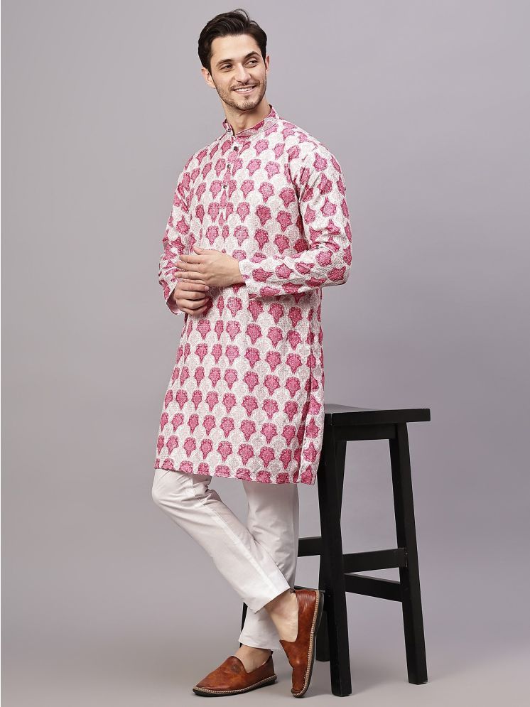     			FIREFISH Pink Cotton Blend Regular Fit Men's Kurta Pyjama Set ( Pack of 1 )