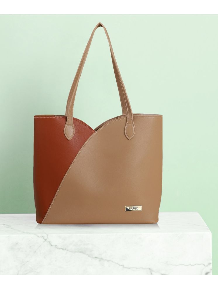     			Fargo Brown,Tan PU Tote Bag