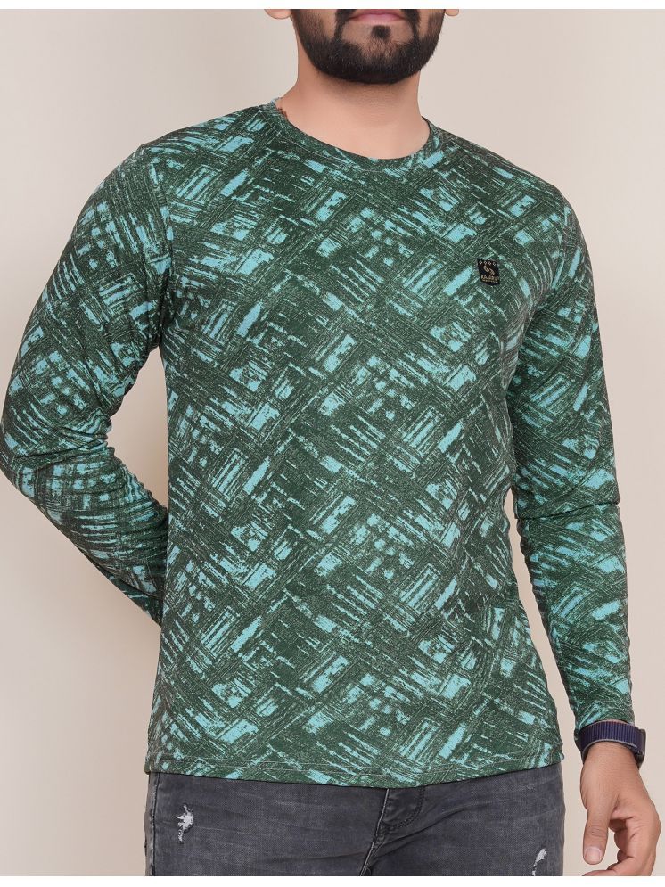     			KAJARU Polyester Regular Fit Printed Full Sleeves Men's T-Shirt - Green ( Pack of 1 )