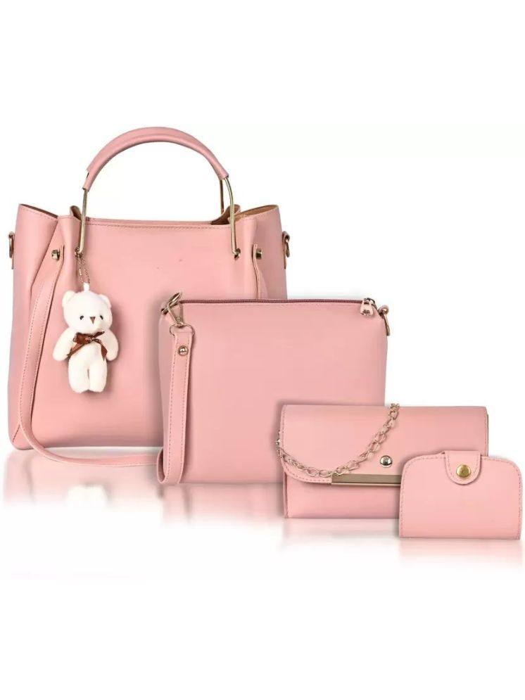     			Lookout Fashion Pink PU Combo Bags