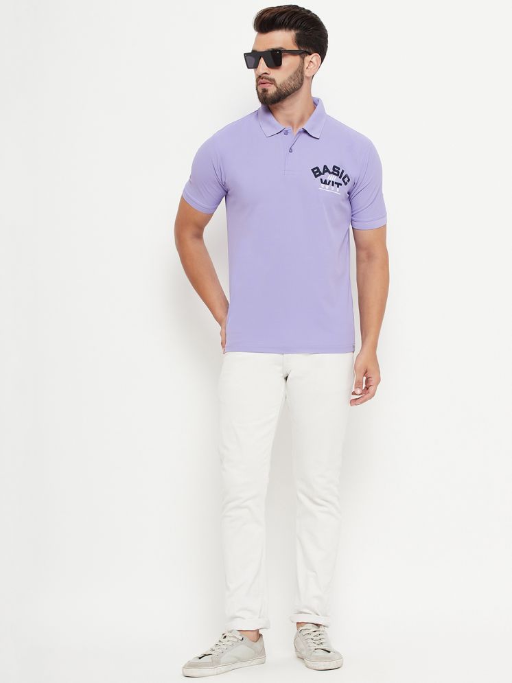     			Nuovo Cotton Blend Regular Fit Solid Half Sleeves Men's Polo T Shirt - Lavender ( Pack of 1 )