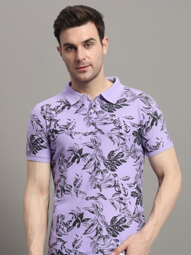     			R.ARHAN PREMIUM Cotton Blend Regular Fit Printed Half Sleeves Men's Polo T Shirt - Lavender ( Pack of 1 )