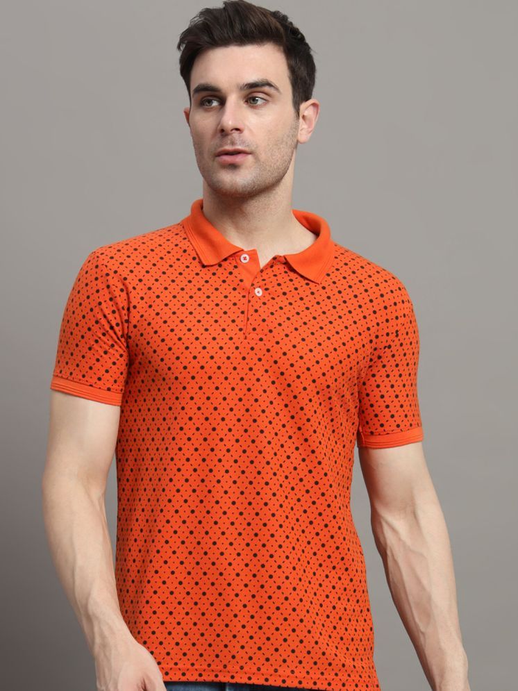     			R.ARHAN PREMIUM Cotton Blend Regular Fit Printed Half Sleeves Men's Polo T Shirt - Orange ( Pack of 1 )