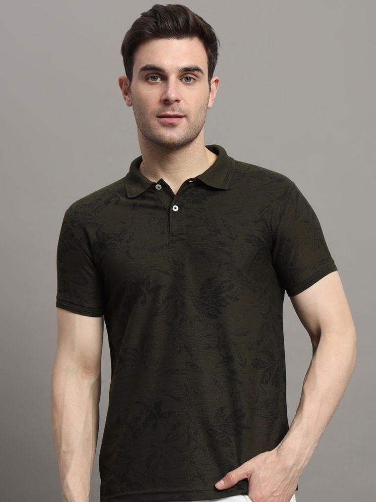     			R.ARHAN PREMIUM Pack of 1 Cotton Blend Regular Fit Printed Half Sleeves Men's Polo T Shirt ( Olive )