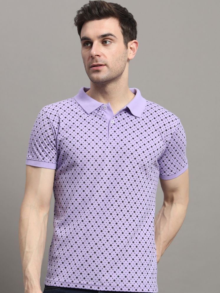     			R.ARHAN PREMIUM Cotton Blend Regular Fit Printed Half Sleeves Men's Polo T Shirt - Lavender ( Pack of 1 )