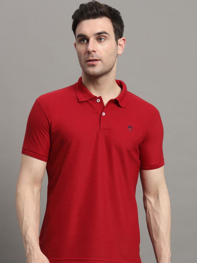     			R.ARHAN PREMIUM Cotton Blend Regular Fit Solid Half Sleeves Men's Polo T Shirt - Maroon ( Pack of 1 )