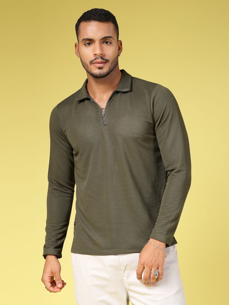     			Rigo Polyester Slim Fit Solid Full Sleeves Men's T-Shirt - Olive ( Pack of 1 )