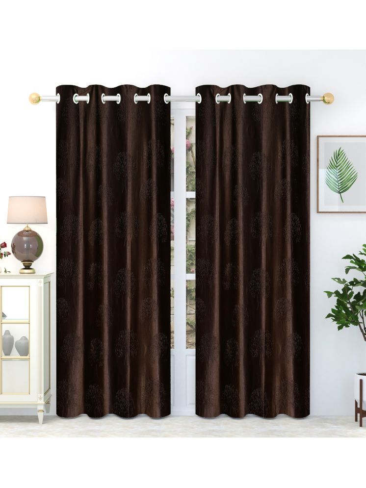     			SWIZIER Abstract Room Darkening Eyelet Curtain 7 ft ( Pack of 2 ) - Brown