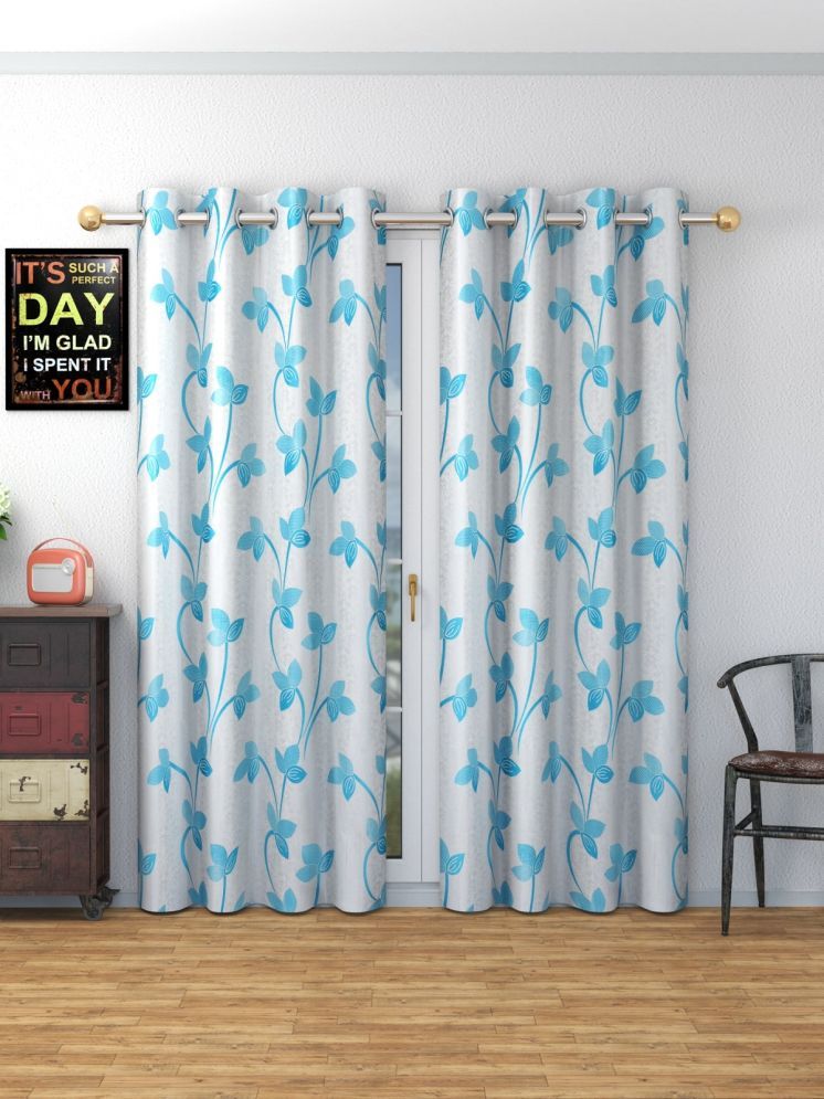     			SWIZIER Nature Room Darkening Eyelet Curtain 7 ft ( Pack of 2 ) - Blue