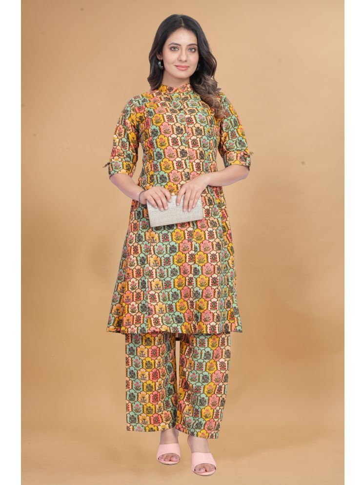     			TechieDesigner Rayon Printed Kurti With Pants Women's Stitched Salwar Suit - Multicoloured ( Pack of 1 )