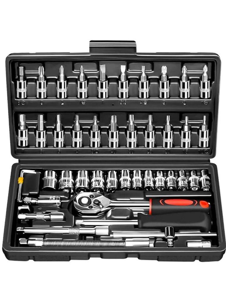     			Vertical9 Multipurpose 2 in 1 tool kit Wrench Socket 46 Pcs Screwdriver Set