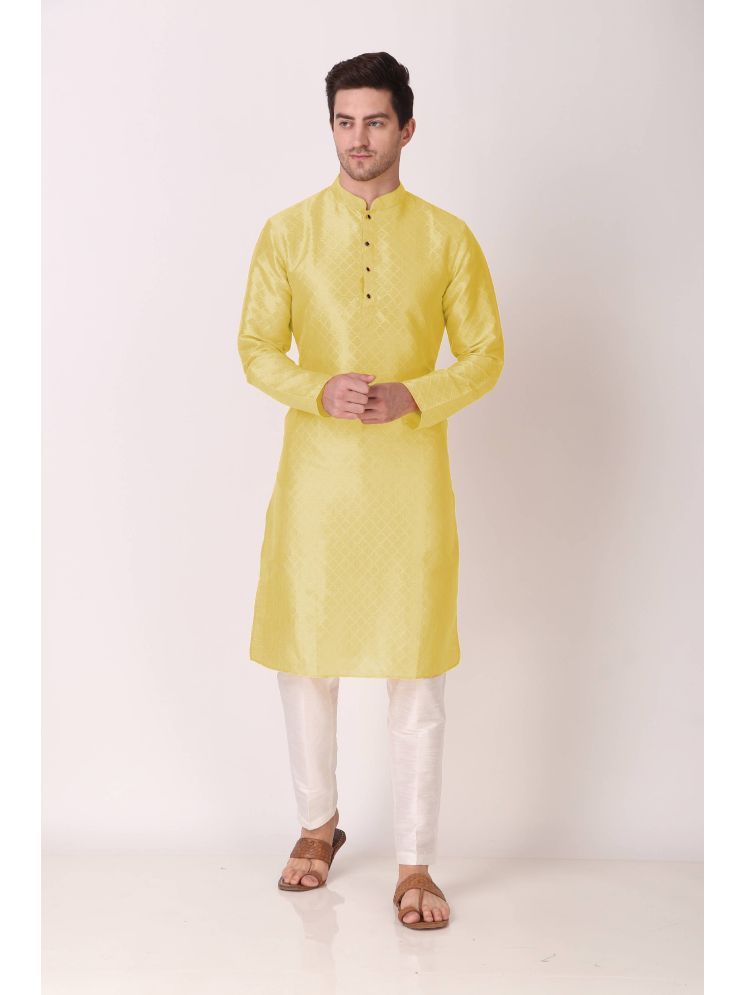     			koshin Lime Green Silk Men's Regular Kurta ( Pack of 1 )