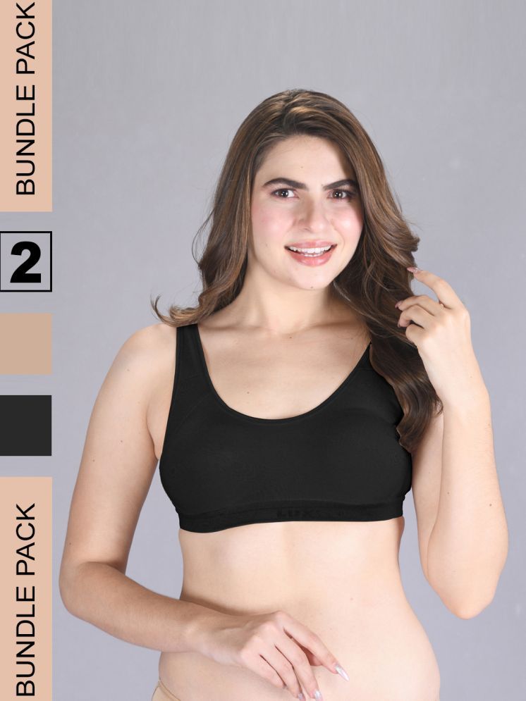     			lux venus Beige Cotton Non Padded Women's Sports Bra ( Pack of 2 )