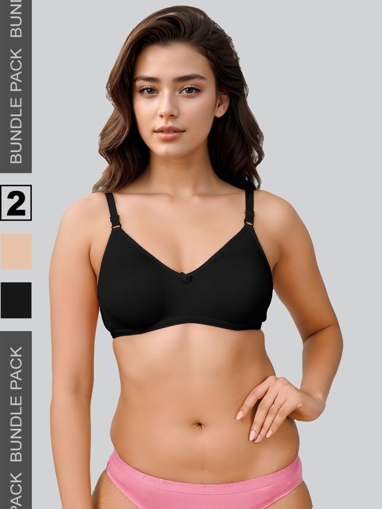     			lux venus Black Cotton Non Padded Women's Everyday Bra ( Pack of 2 )