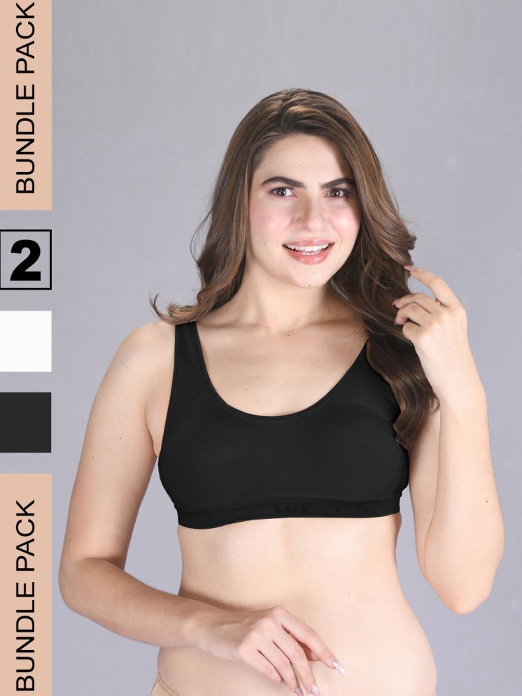     			lux venus White Cotton Non Padded Women's Sports Bra ( Pack of 2 )