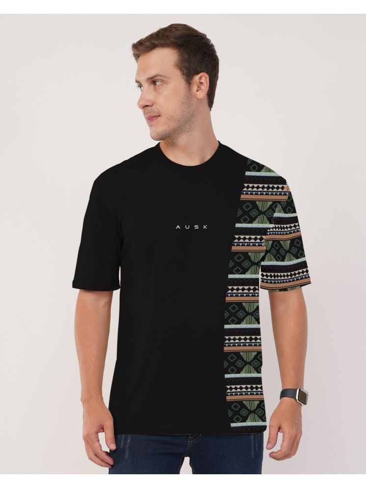     			AUSK Cotton Oversized Fit Printed Half Sleeves Men's T-Shirt - Black ( Pack of 1 )