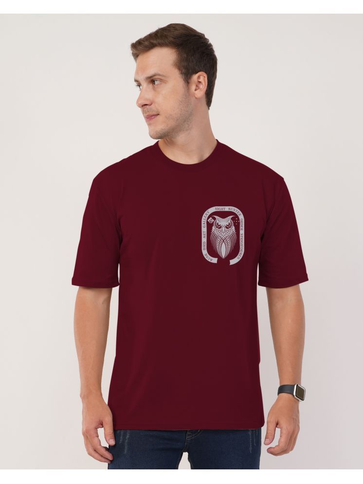     			AUSK Cotton Oversized Fit Printed Half Sleeves Men's T-Shirt - Maroon ( Pack of 1 )