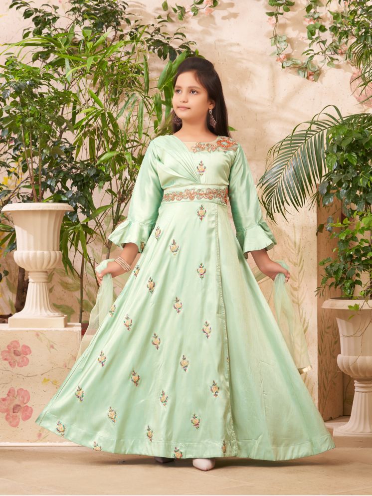     			Aarika Silk Gown For Girls ( Pack of 1 , Sea Green )