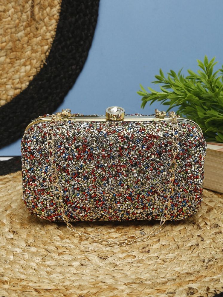     			Fargo Multicolor Velvet Box Clutch