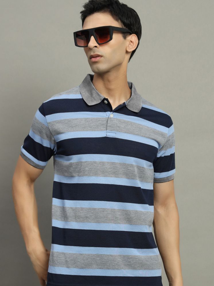     			GET GOLF Cotton Blend Regular Fit Striped Half Sleeves Men's Polo T Shirt - Grey ( Pack of 1 )