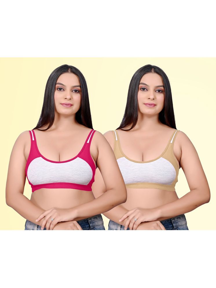     			HAYA Pack of 2 Cotton Non Padded Women's Everyday Bra ( Multicolor ) Rima Sports D706