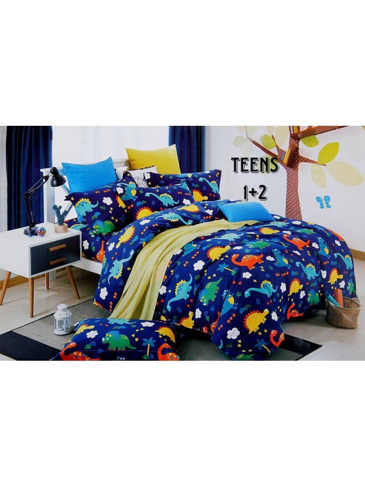     			HOME DELIGHT Glace Cotton Graphic 1 Double Bedsheet with 2 Pillow Covers - Multicolor