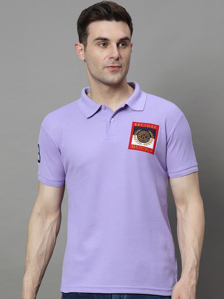     			Hushbucks Cotton Blend Regular Fit Embroidered Half Sleeves Men's Polo T Shirt - Lavender ( Pack of 1 )