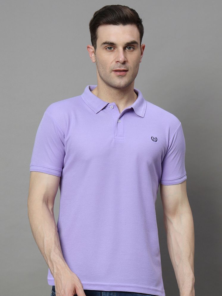     			Hushbucks Cotton Blend Regular Fit Solid Half Sleeves Men's Polo T Shirt - Lavender ( Pack of 1 )