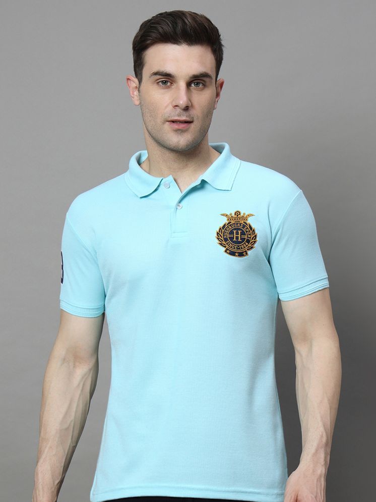     			Hushbucks Cotton Blend Regular Fit Embroidered Half Sleeves Men's Polo T Shirt - Aqua ( Pack of 1 )