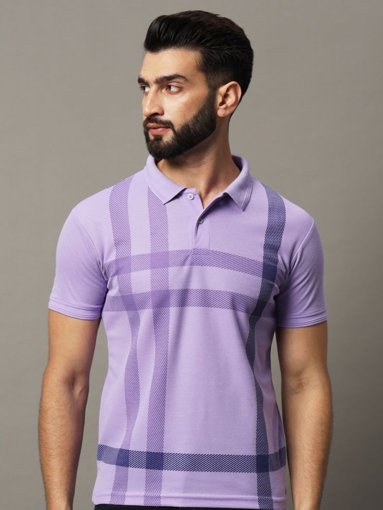     			Hushbucks Cotton Blend Regular Fit Checks Half Sleeves Men's Polo T Shirt - Lavender ( Pack of 1 )