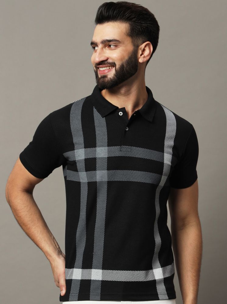     			Hushbucks Cotton Blend Regular Fit Checks Half Sleeves Men's Polo T Shirt - Black ( Pack of 1 )