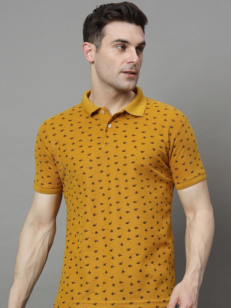     			Hushbucks Cotton Blend Regular Fit Printed Half Sleeves Men's Polo T Shirt - Mustard ( Pack of 1 )