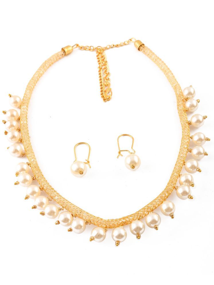     			Jewar Mandi White Pearls Necklace Set ( Pack of 1 )