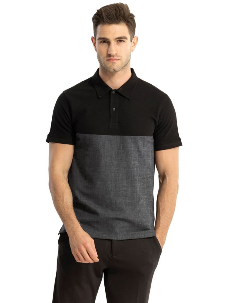     			Leotude Cotton Blend Regular Fit Colorblock Half Sleeves Men's Polo T Shirt - Grey ( Pack of 1 )