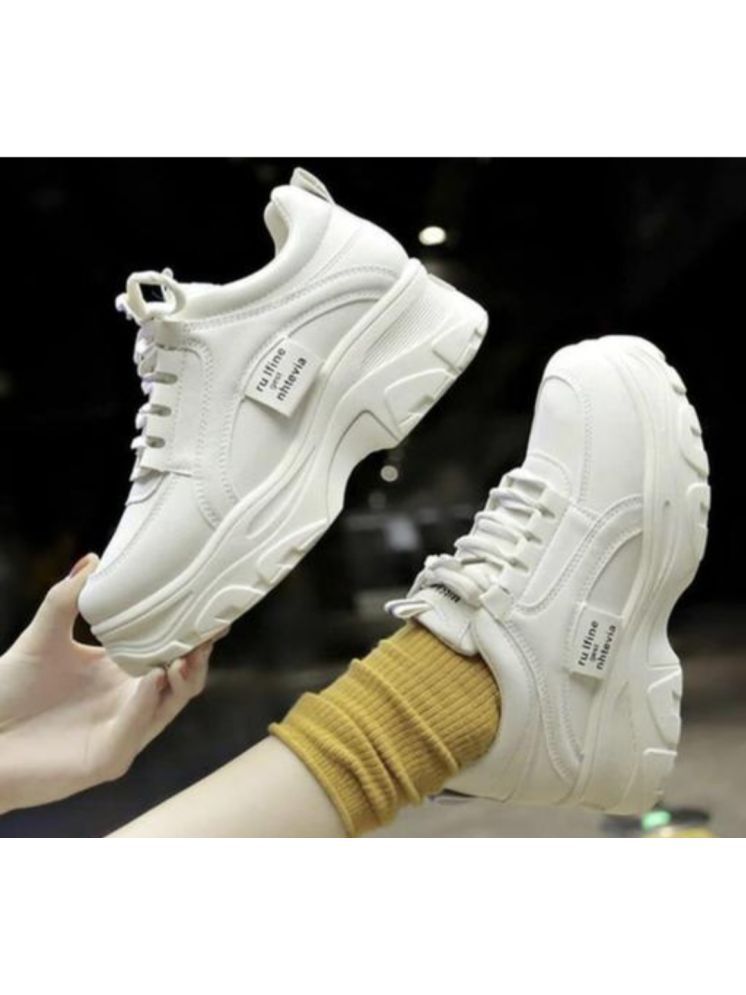     			NARKI White Women's Sneakers