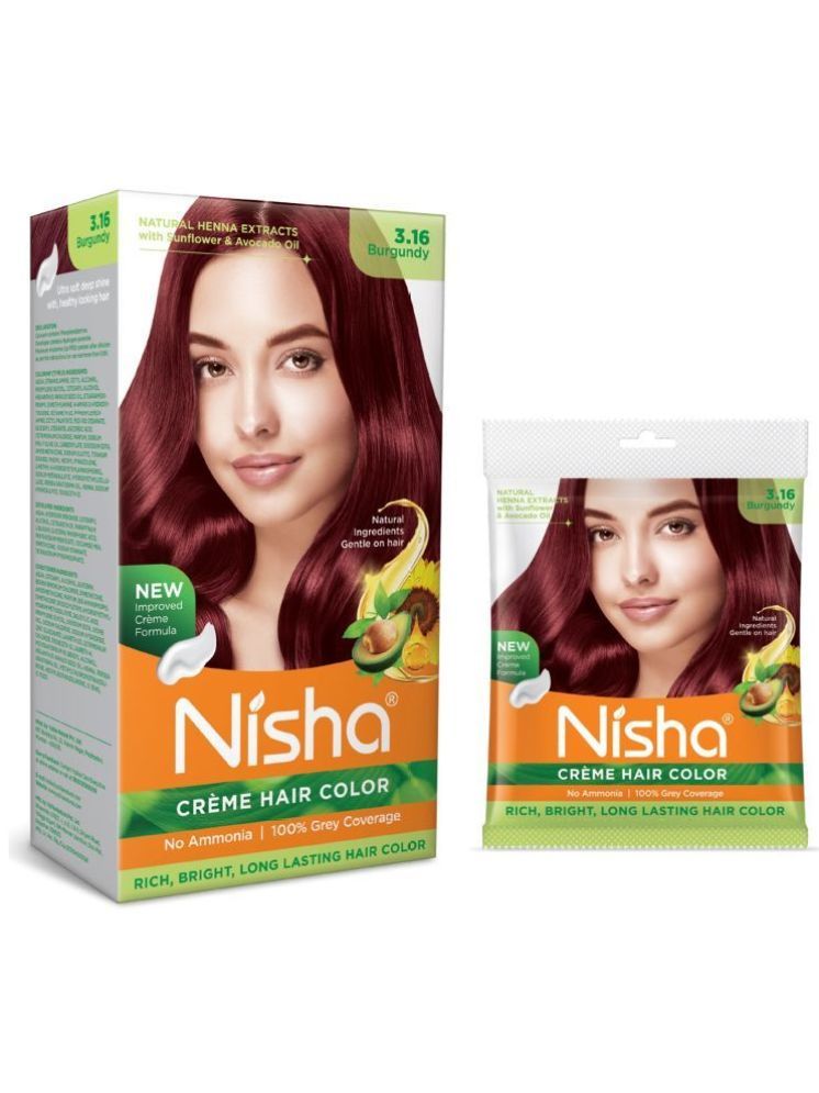     			Nisha Creme Hair Color Combo Pack 3.16 Burgundy (120g Box & 40g Pouch), Ammonia Free Permanent Hair Colour