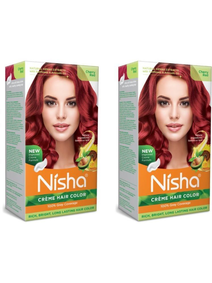     			Nisha Creme Hair Color Cherry Red 120g Pack of 2, Permanent Hair Colour, 100% Grey Coverage, Long Lasting Hair Colour