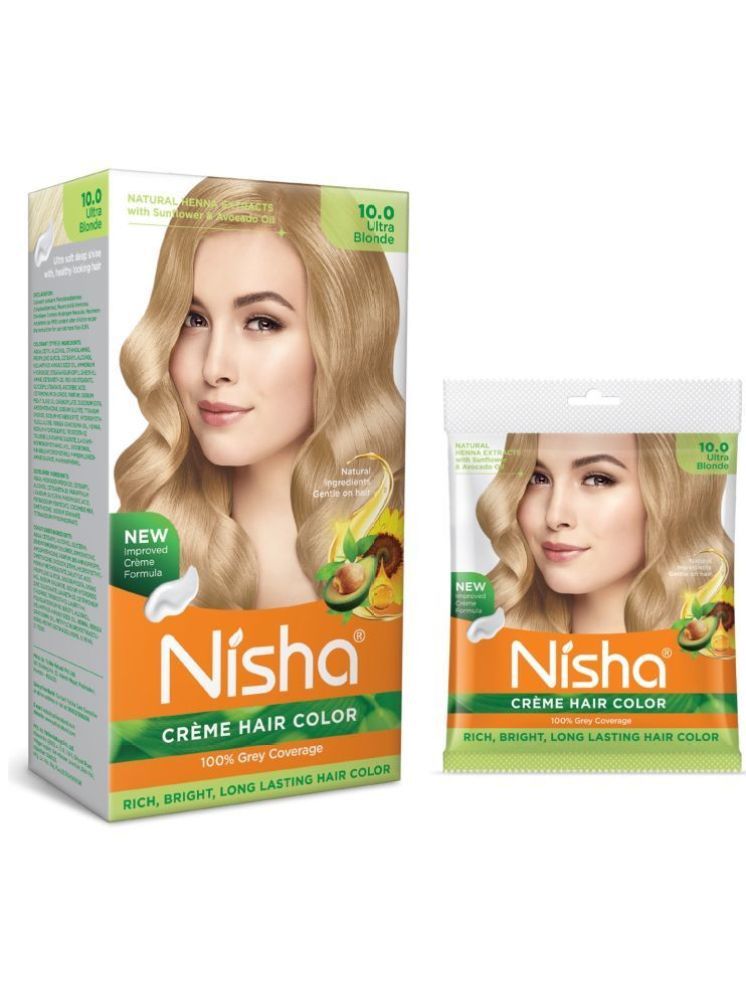     			Nisha Creme Hair Color Combo Pack Ultra Blonde (150g Box & 50g Pouch), Permanent Hair Colour for Women & Men