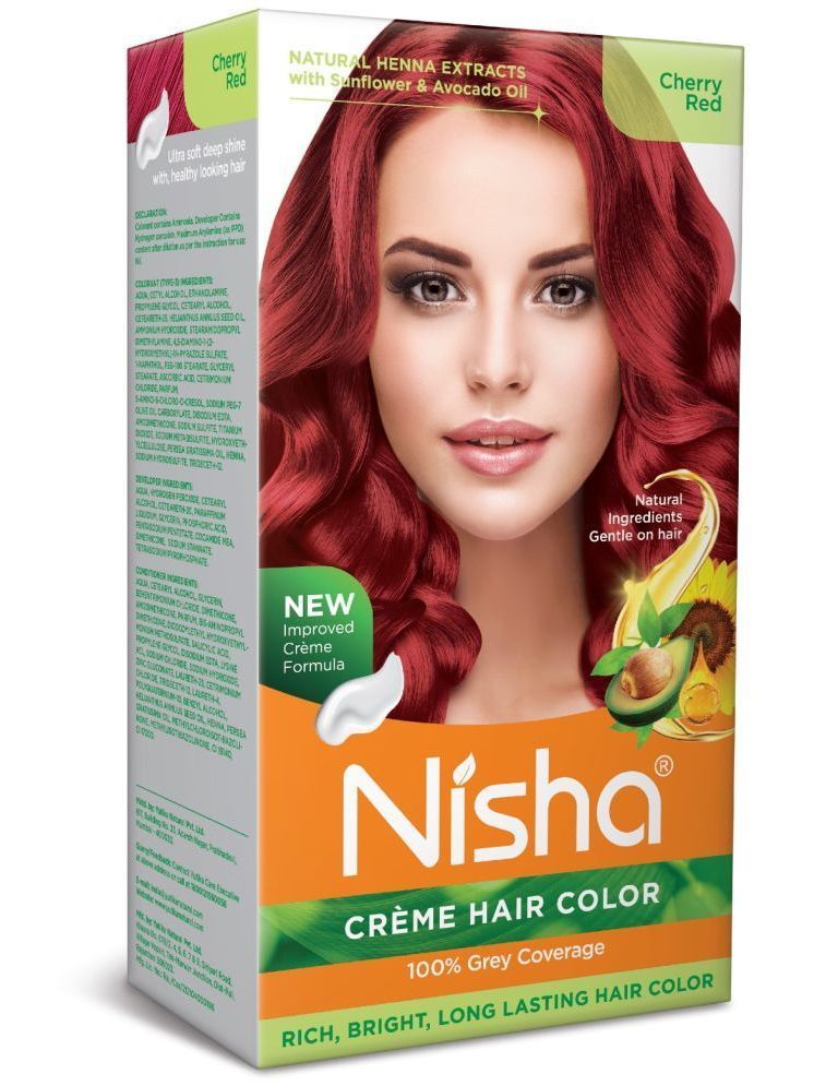     			Nisha Creme Hair Color Cherry Red 120g, Permanent Hair Colour with Natural Henna Extracts, 100% Grey Coverage