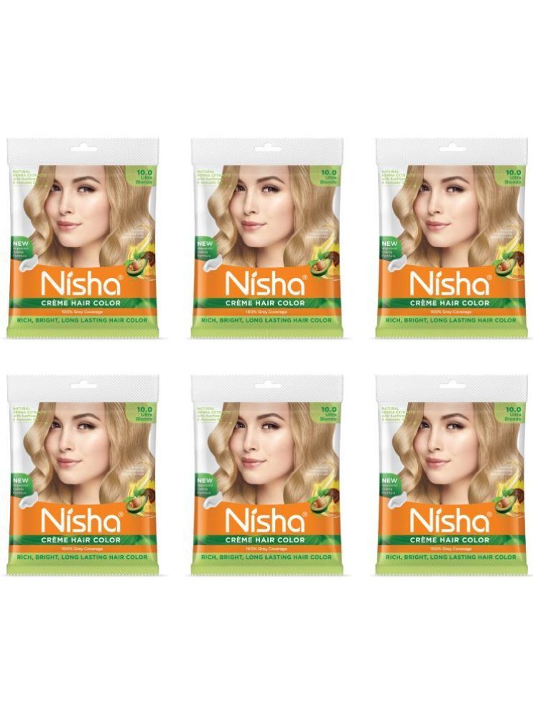     			Nisha Creme Hair Color Ultra Blonde 50g Pack of 6, Permanent Hair Colour for Women & Men, Long Lasting Hair Color