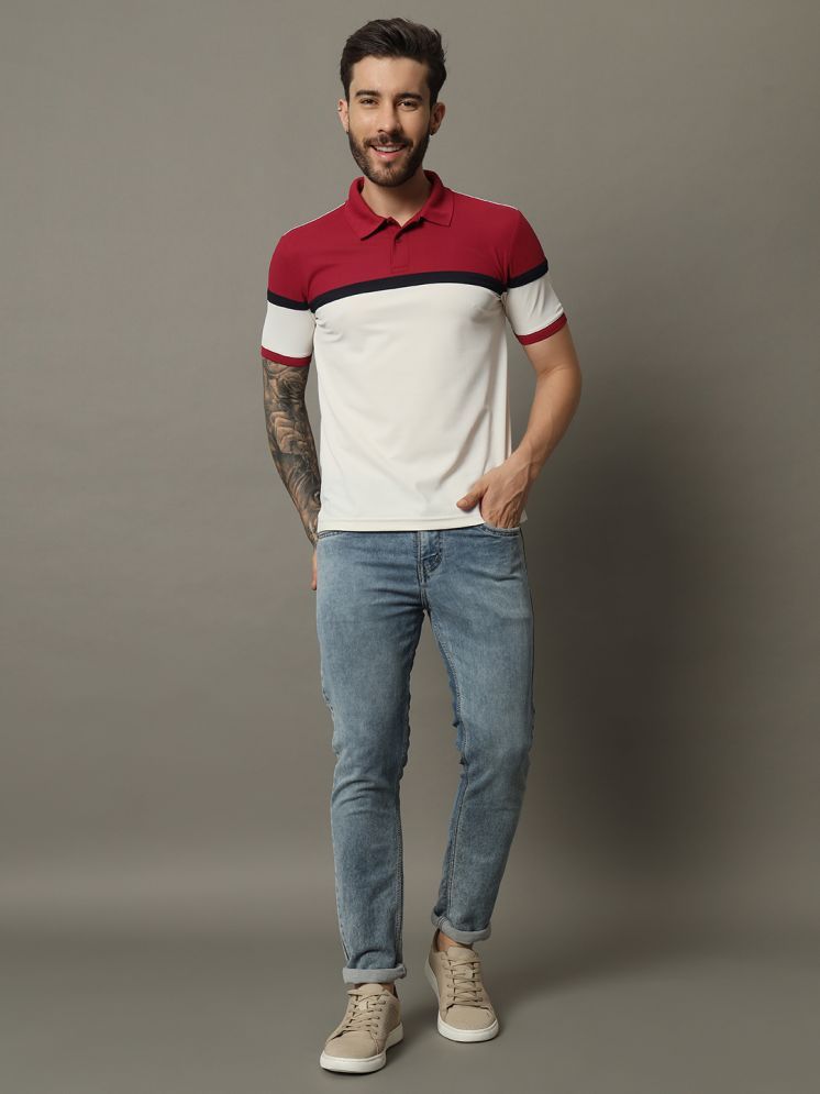     			Nuovo Cotton Blend Regular Fit Colorblock Half Sleeves Men's Polo T Shirt - Maroon ( Pack of 1 )